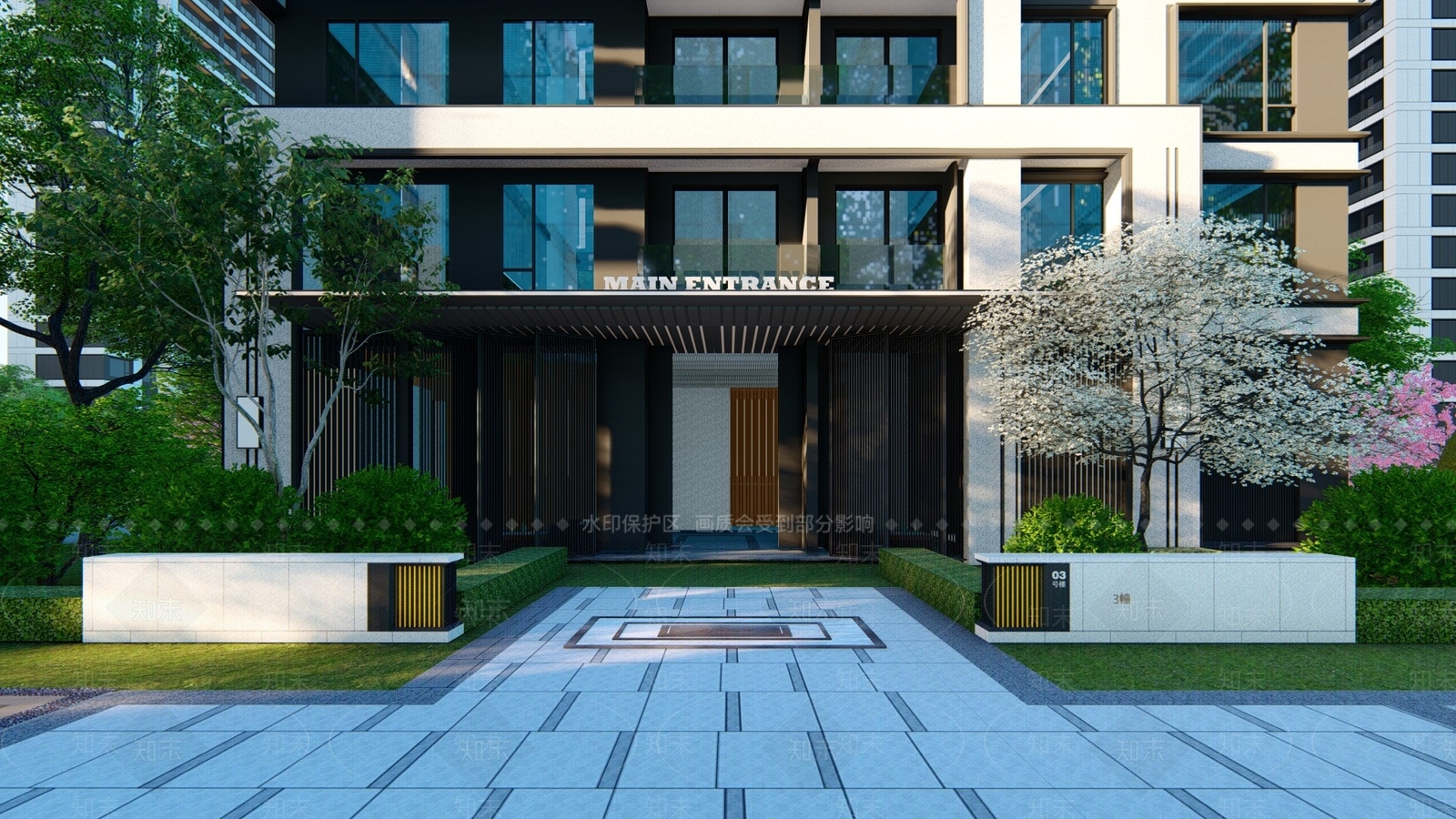 现代小区建筑SU模型下载【ID:893927793】
