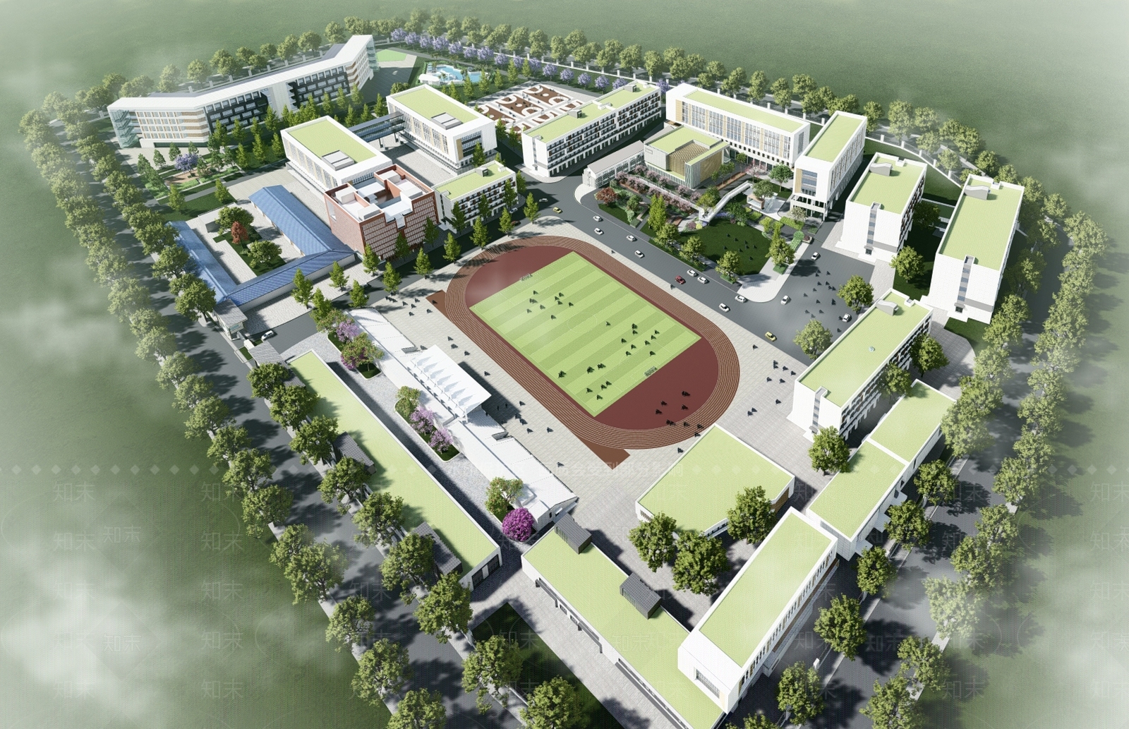 现代学校SU模型下载【ID:893655226】