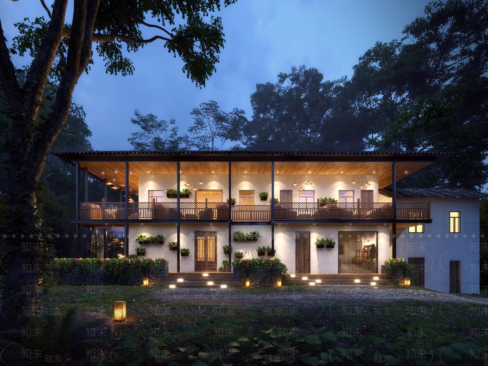 现代民宿住宅景观3D模型下载【ID:993667673】