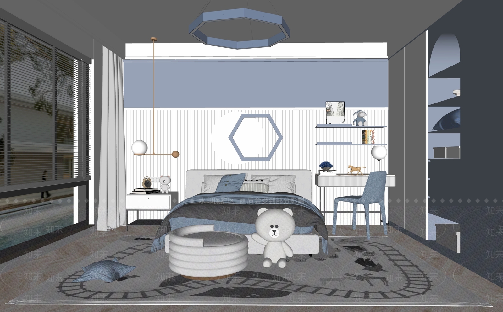 现代儿童房SU模型下载【ID:893693873】