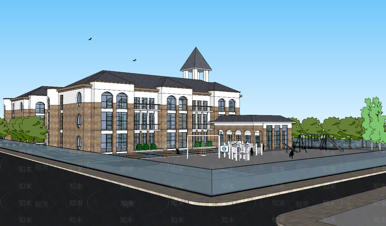 简欧幼儿园SU模型下载【ID:893703147】
