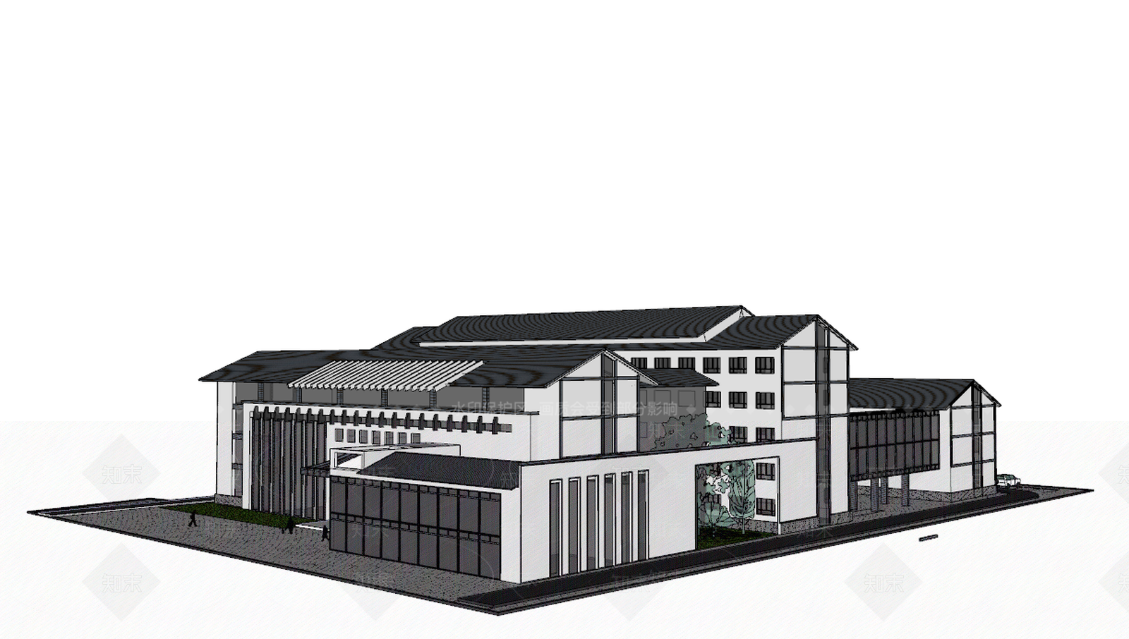 中式文化场馆SU模型下载【ID:593709184】