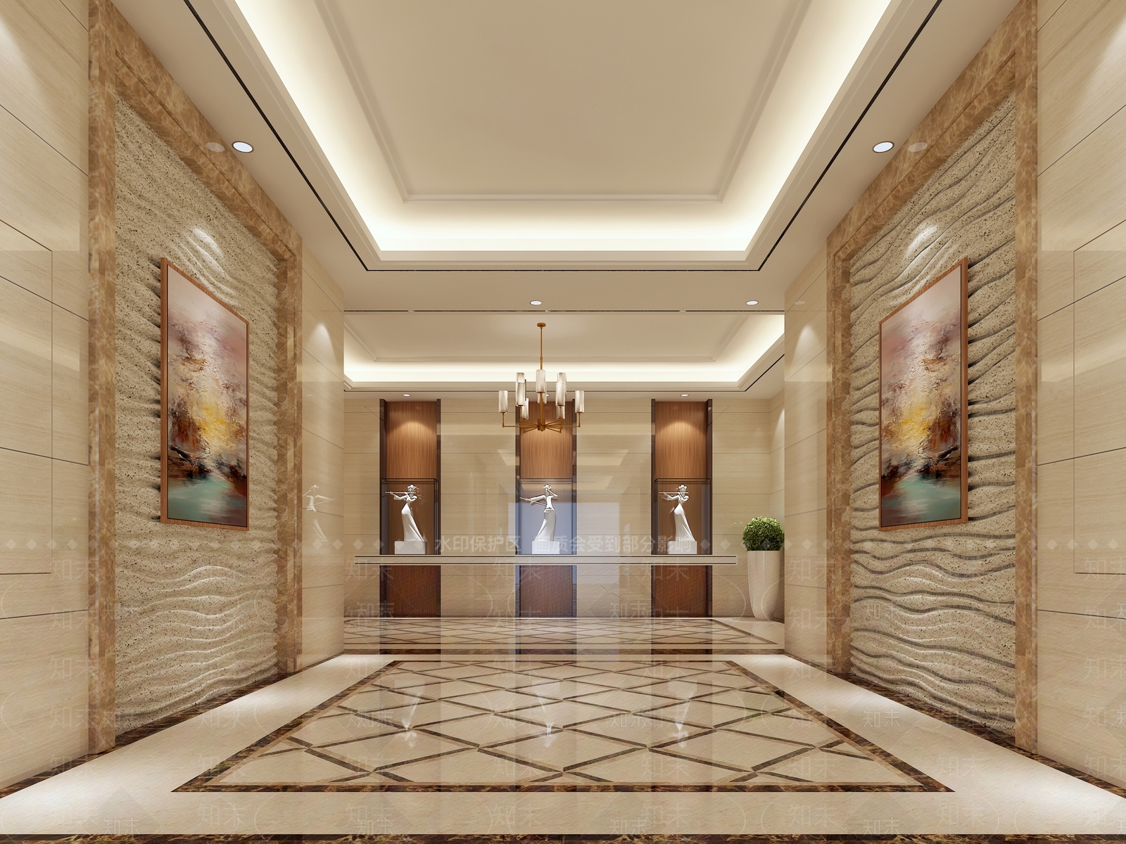 现代入户门厅3D模型下载【ID:293710695】