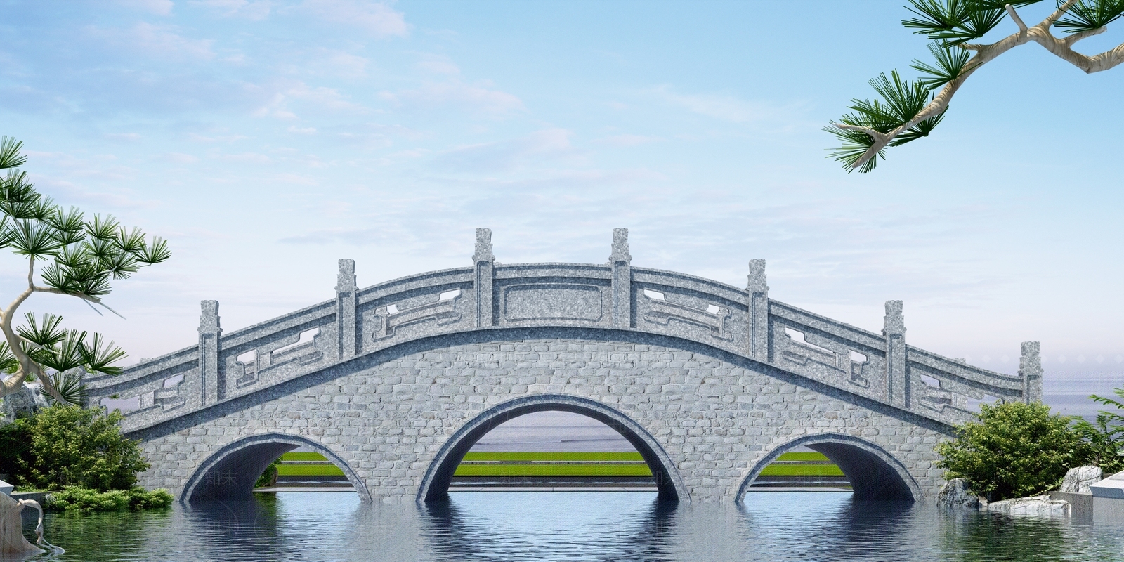 中式桥3D模型下载【ID:993713197】
