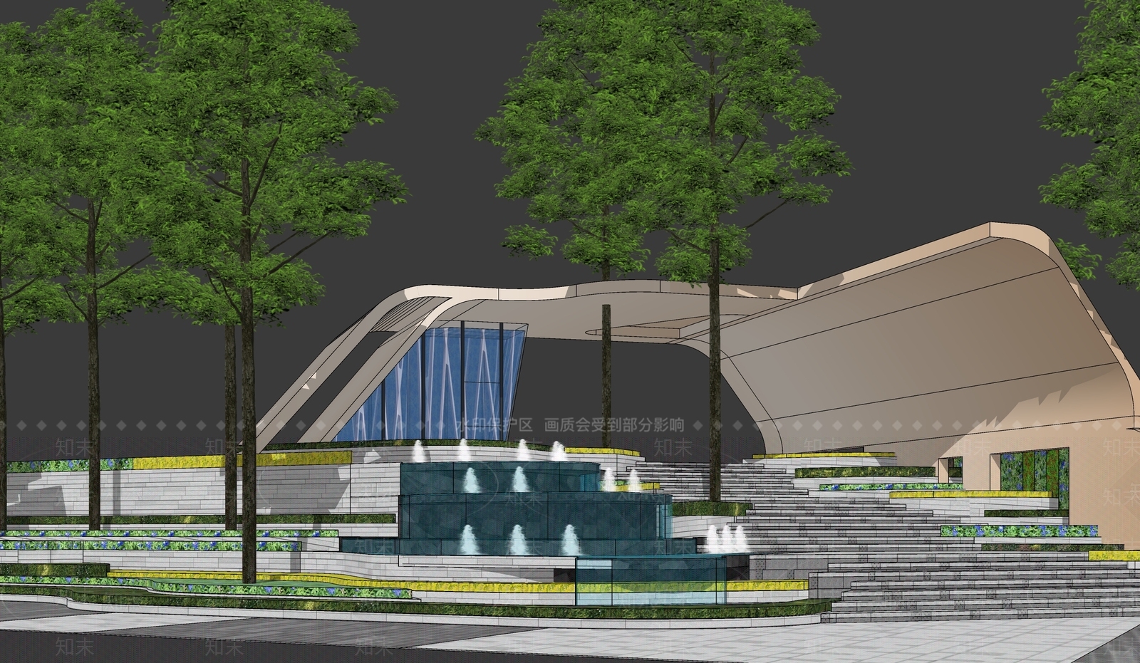 现代居住区景观SU模型下载【ID:793714514】