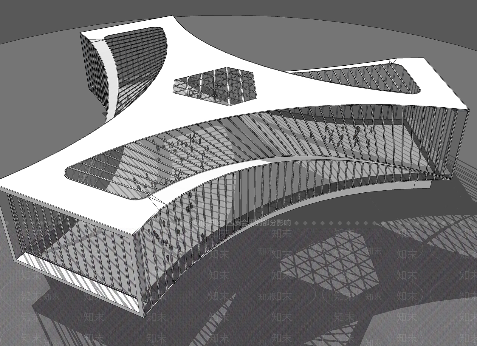 现代展览馆建筑SU模型精品下载_SketchUp模型_知末网