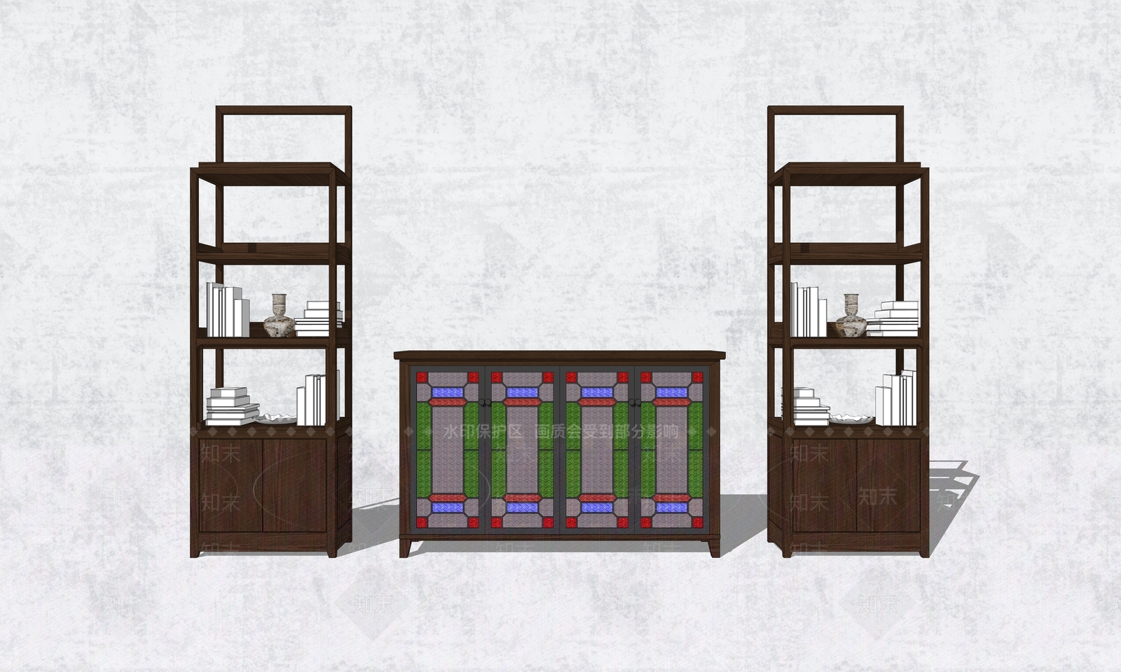 新中式展柜SU模型下载【ID:393738356】