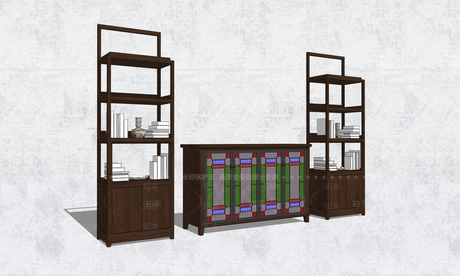 新中式展柜SU模型下载【ID:393738356】