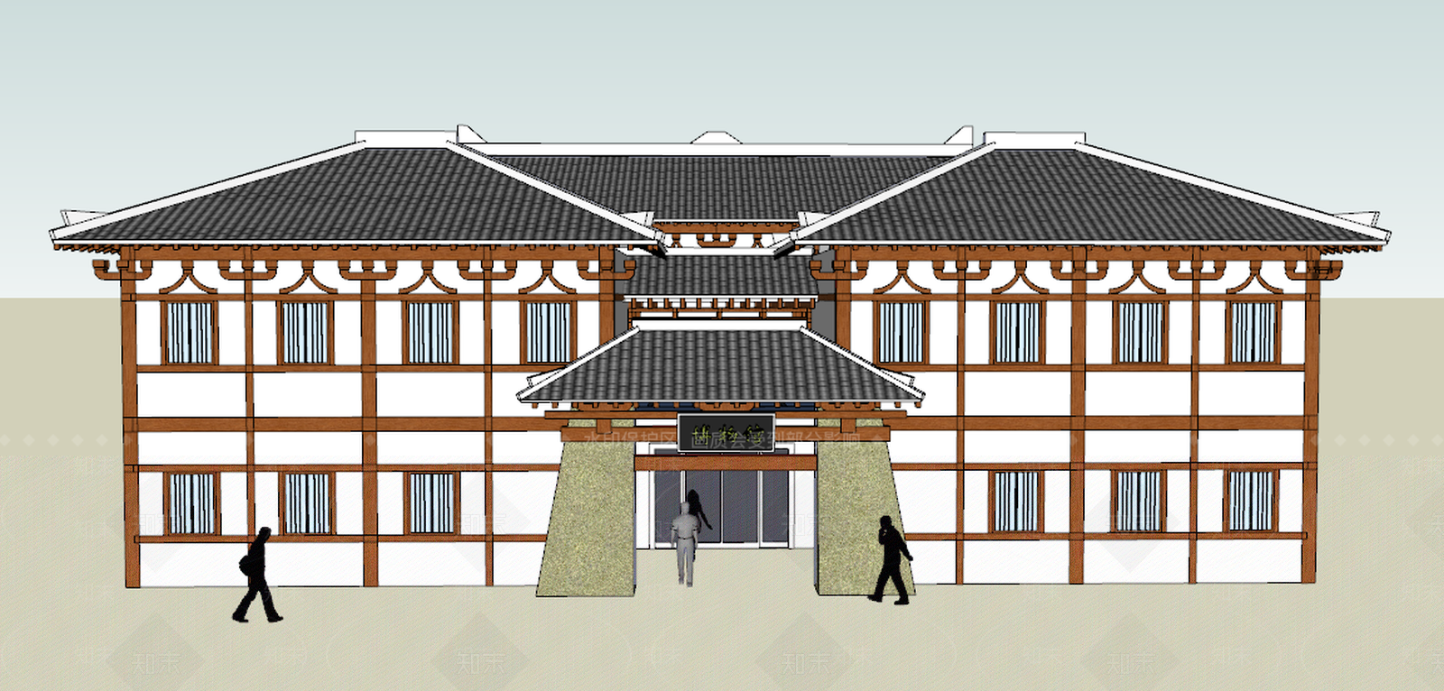 新中式文化场馆SU模型下载【ID:593739145】