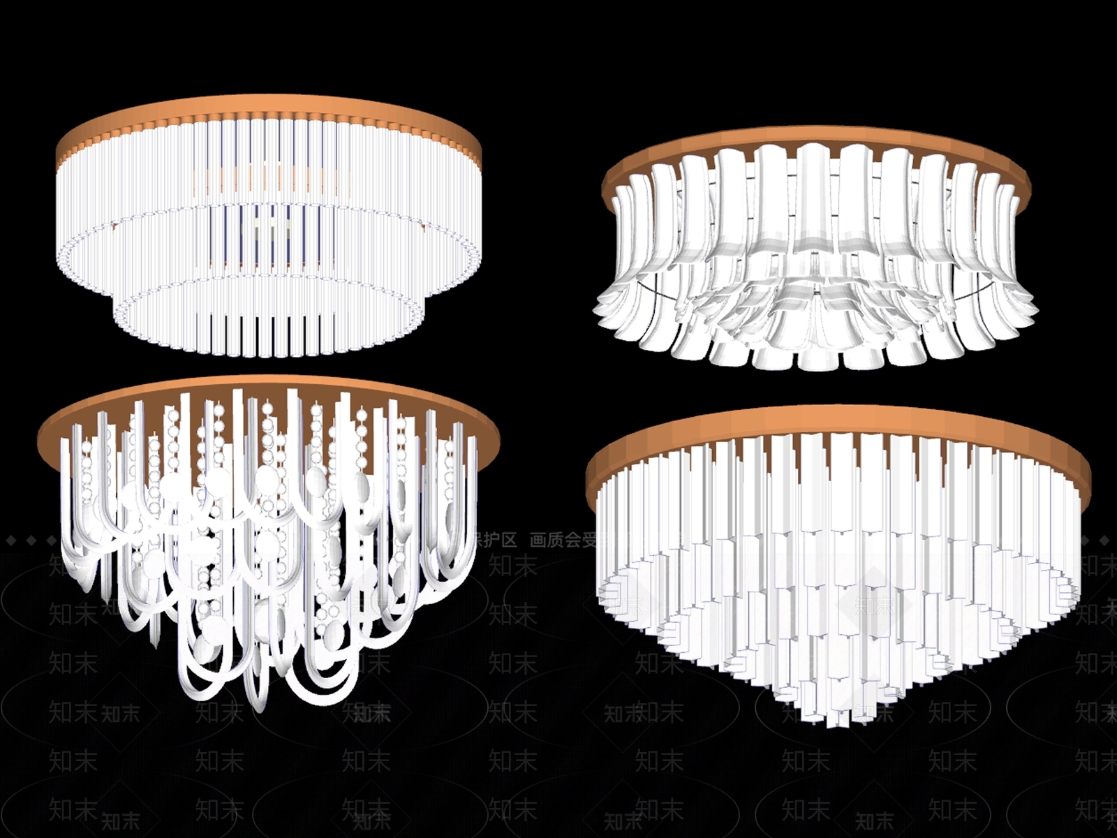 现代水晶吸顶灯组合SU模型下载【ID:493752084】