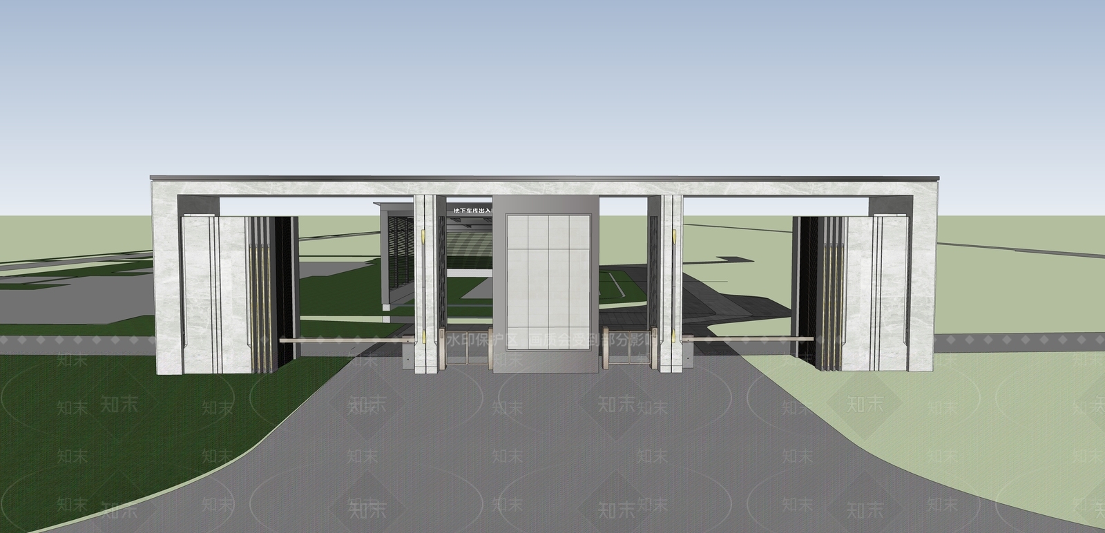 现代车库入口大门SU模型下载【ID:493757765】