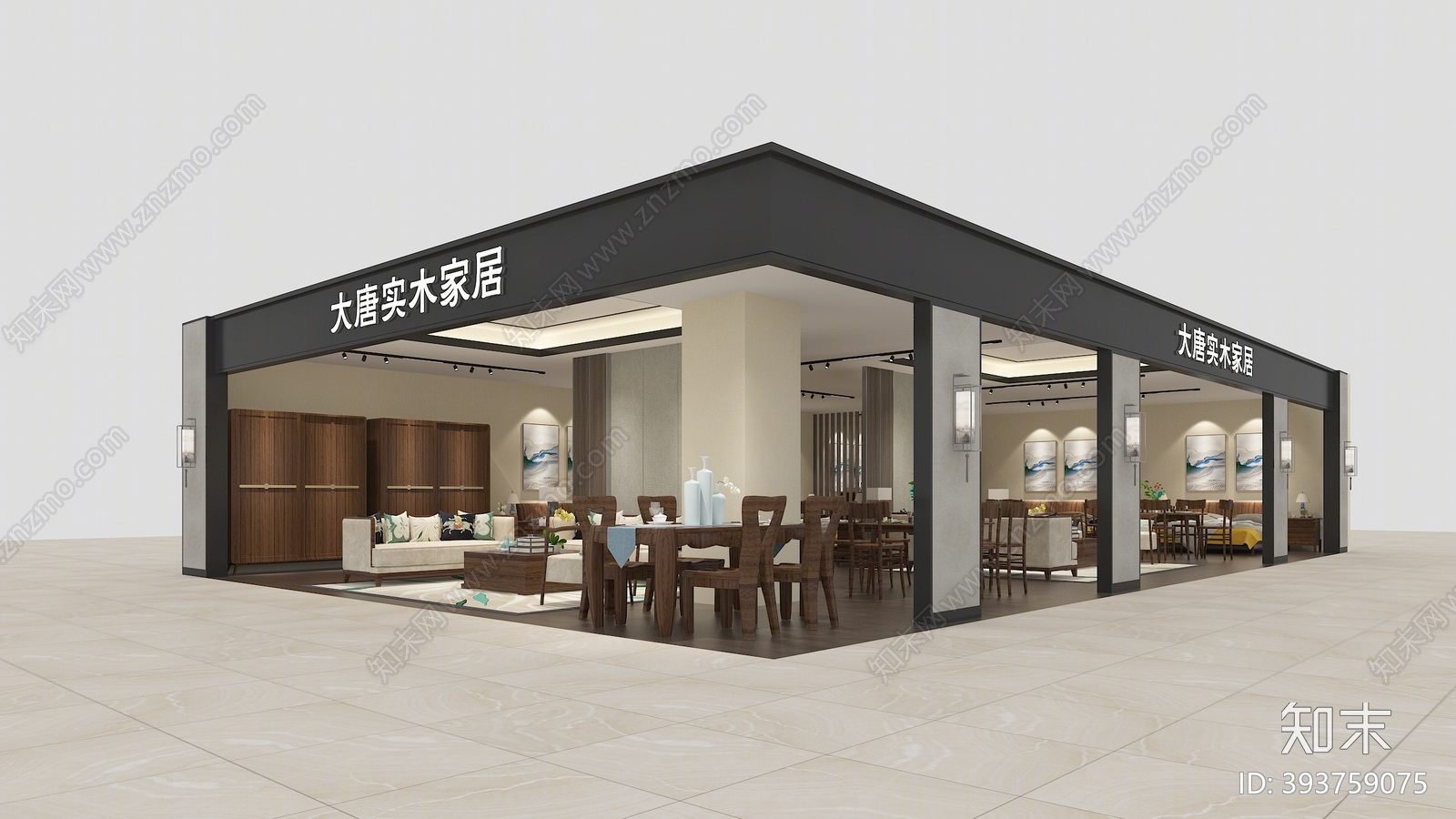 新中式家居专卖店3D模型下载【ID:393759075】