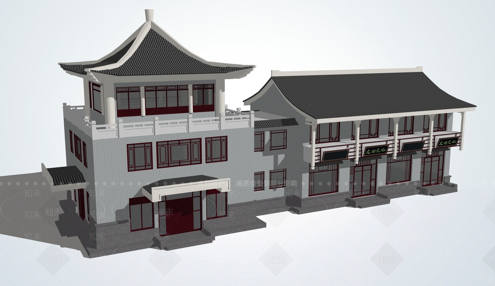 中式文物馆SU模型下载【ID:393775782】