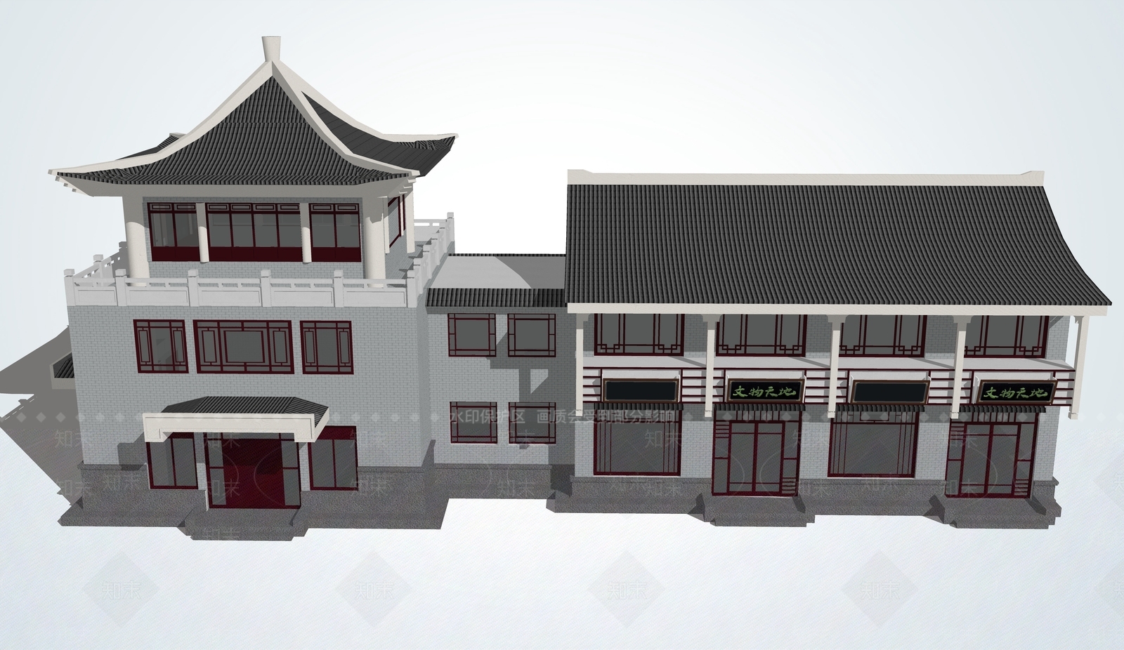 中式文物馆SU模型下载【ID:393775782】