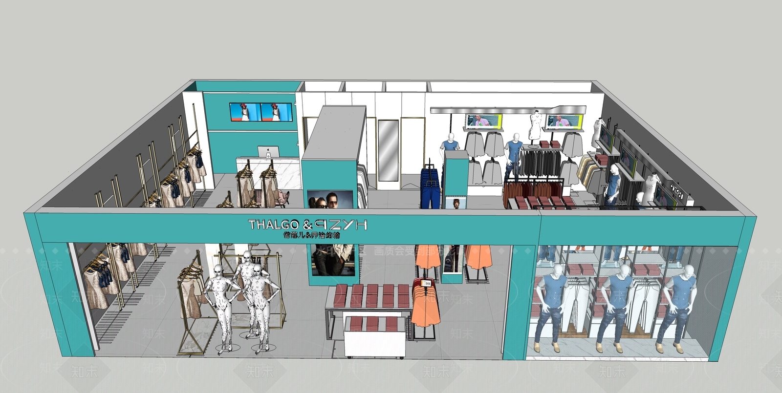 现代服装店SU模型精品下载_SketchUp模型_知末网