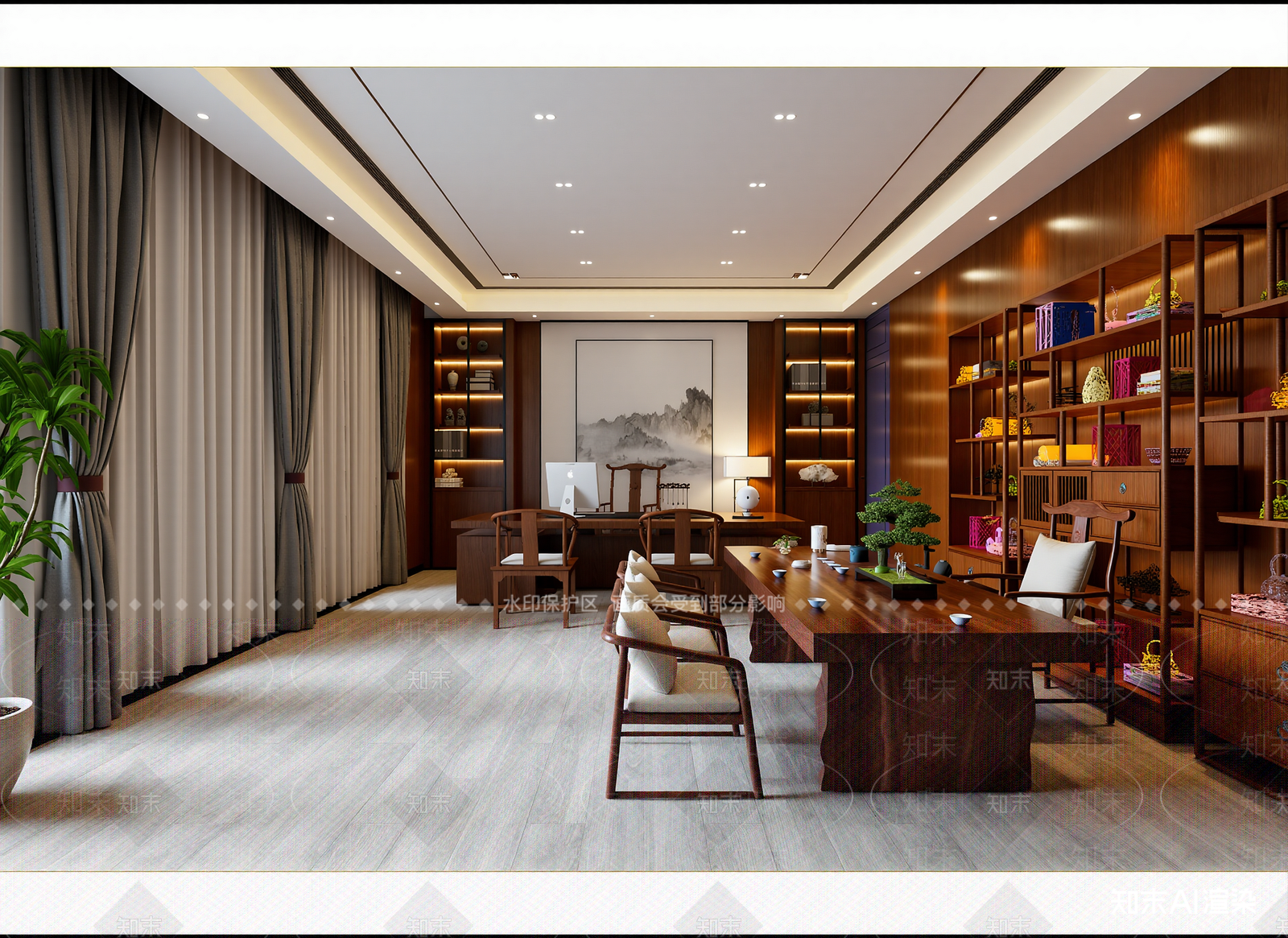 新中式办公室3D模型下载【ID:1214624926】