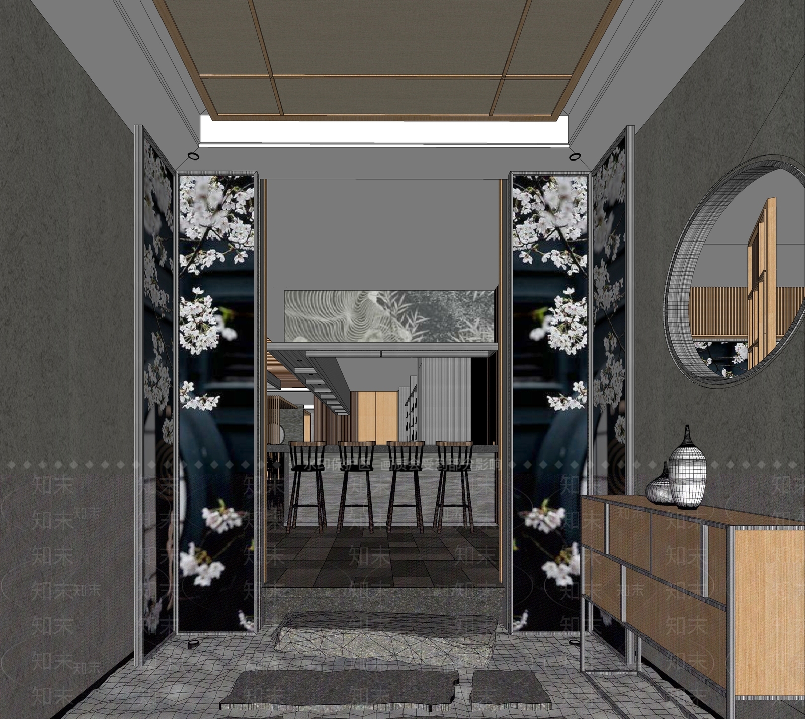 日式料理店SU模型下载【ID:793783844】
