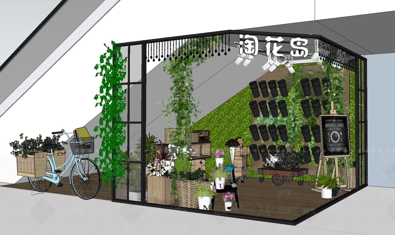 现代鲜花店SU模型下载【ID:293785981】