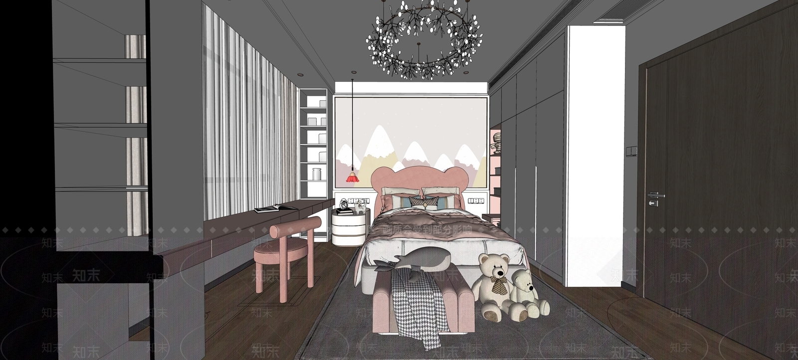 现代儿童房SU模型下载【ID:893789861】