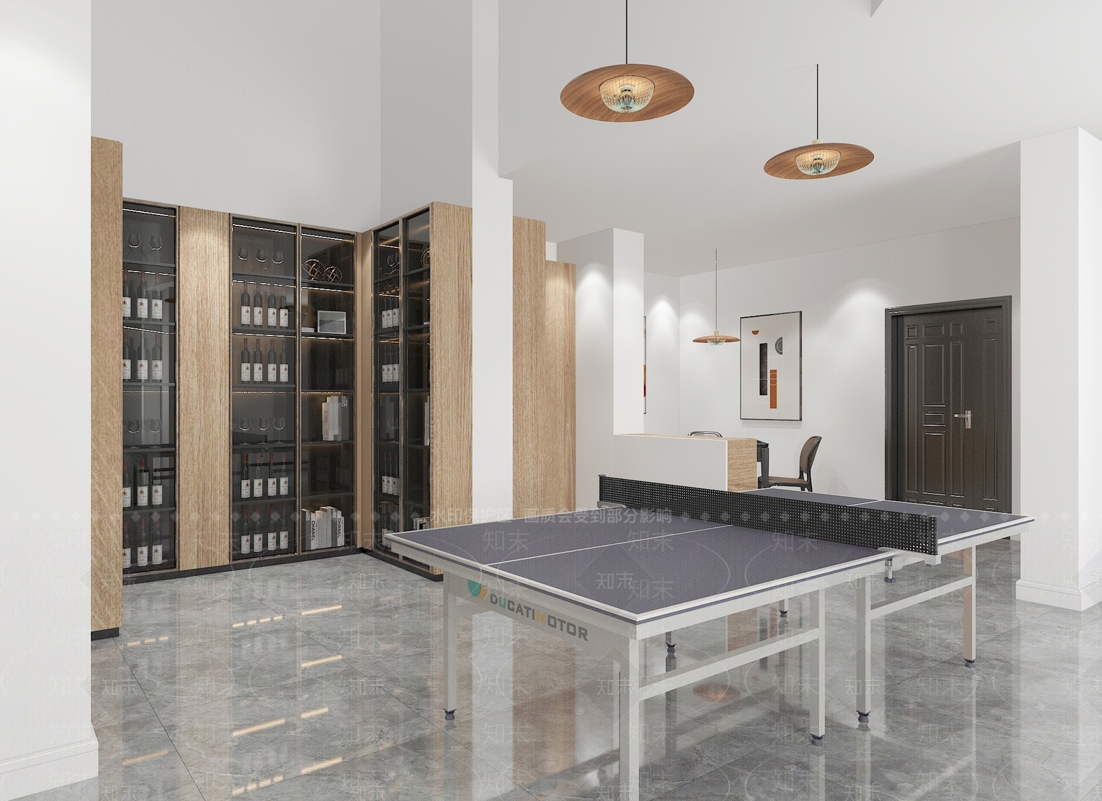 现代乒乓球室3D模型下载【ID:293790527】