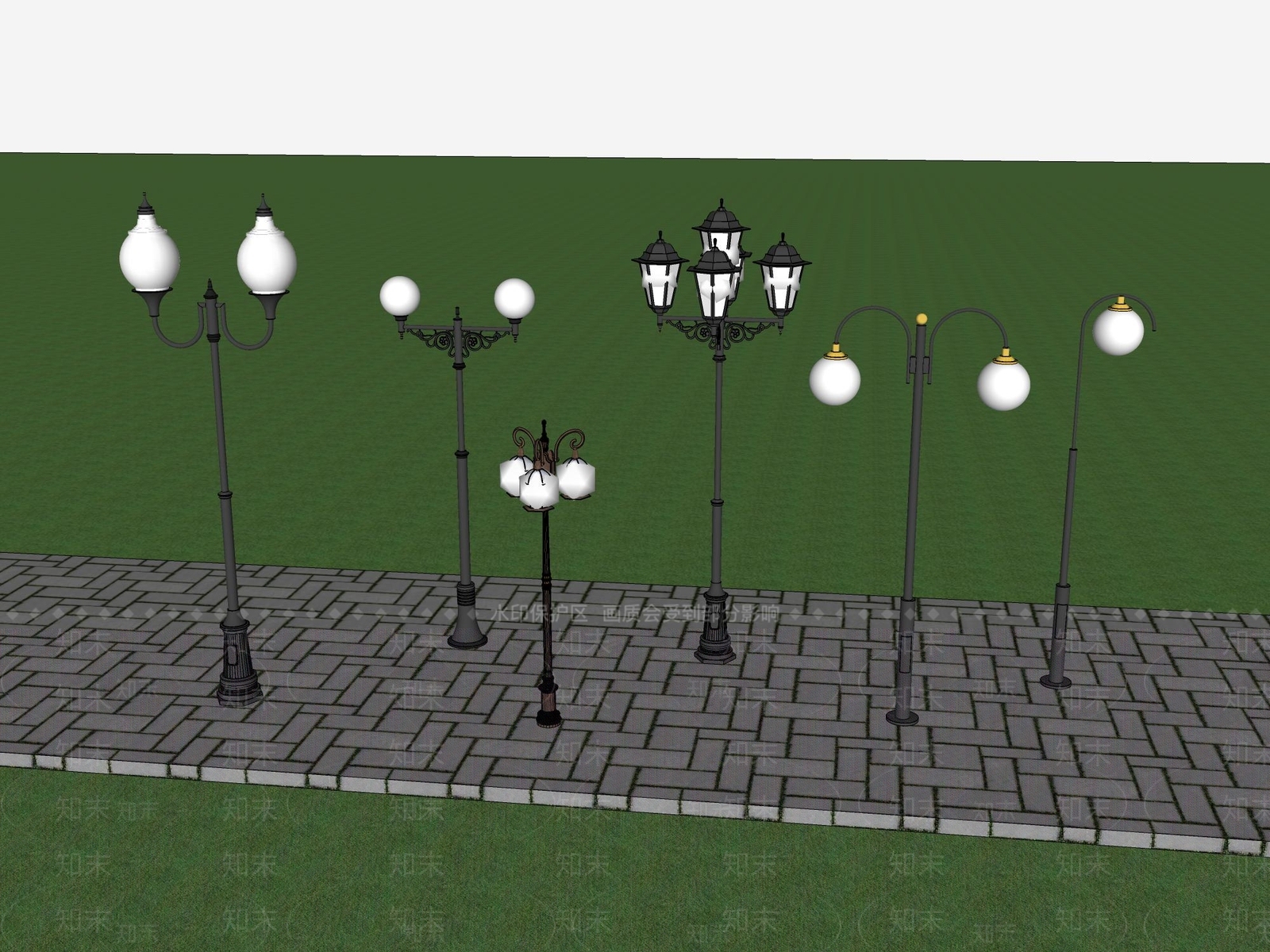 简欧景观灯SU模型下载【ID:393795610】