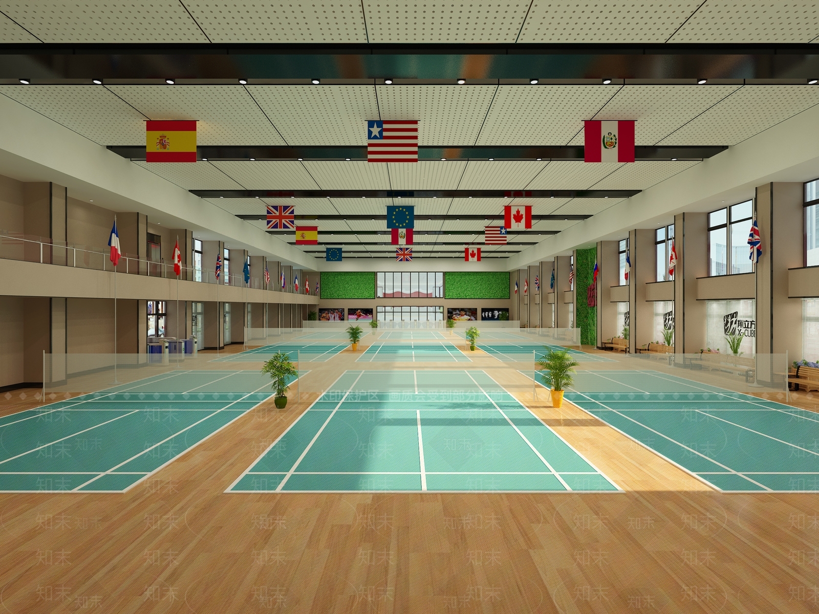 现代羽毛球场3D模型下载【ID:293830612】