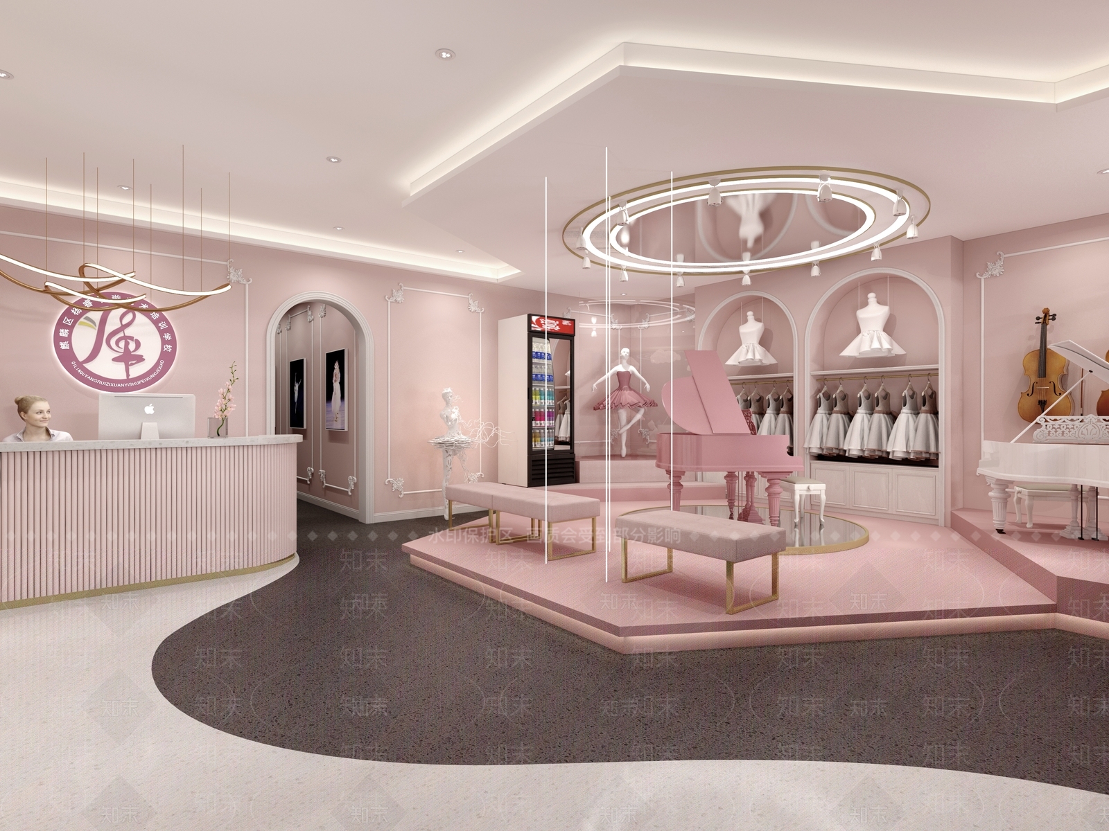 现代ins网红风艺术培训学校3D模型下载【ID:393835921】