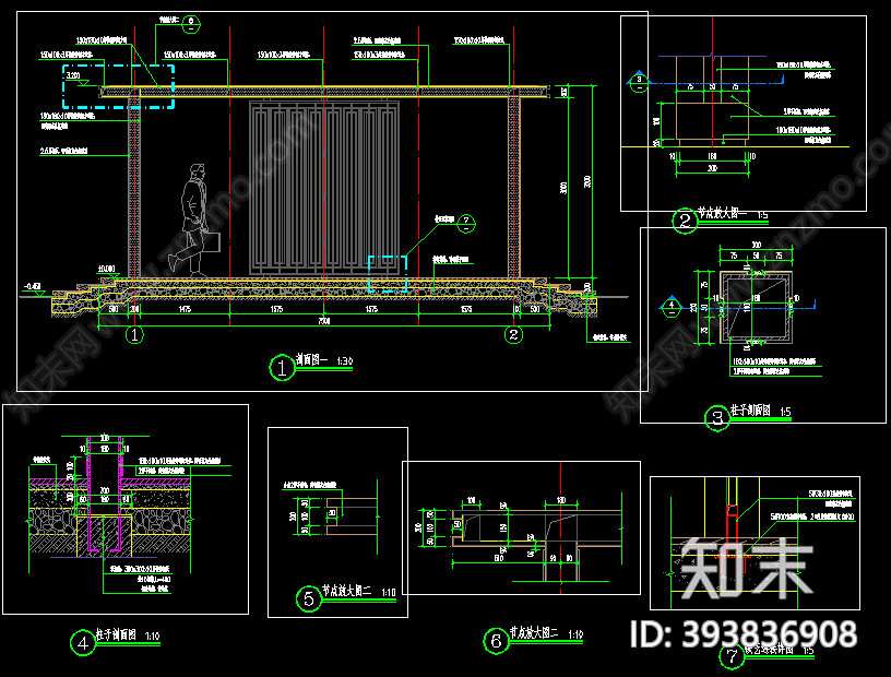 凉亭详图施工图下载【ID:393836908】