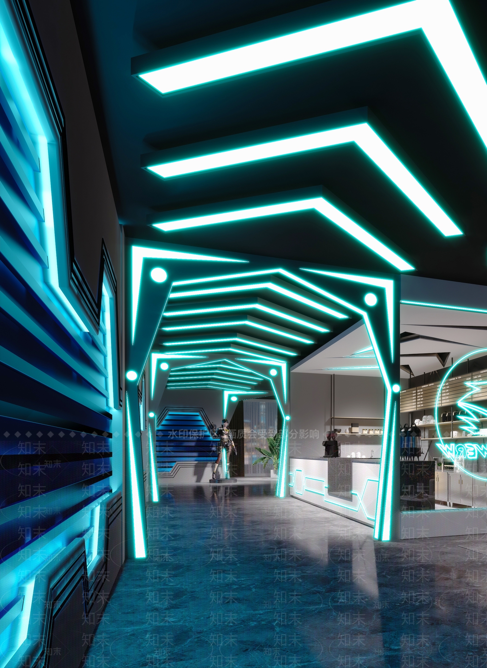 现代科幻电竞网咖3D模型下载【ID:993840298】