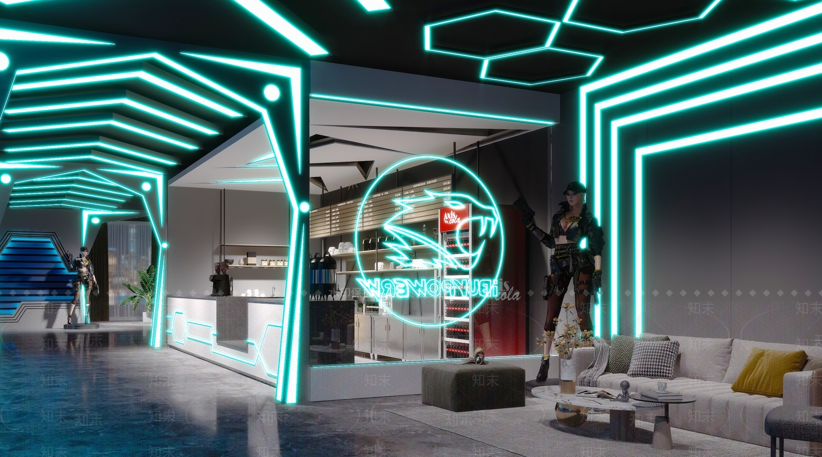 现代科幻电竞网咖3D模型下载【ID:993840298】