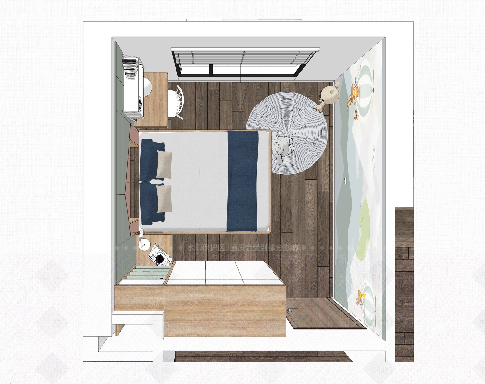 现代儿童房SU模型下载【ID:893847853】