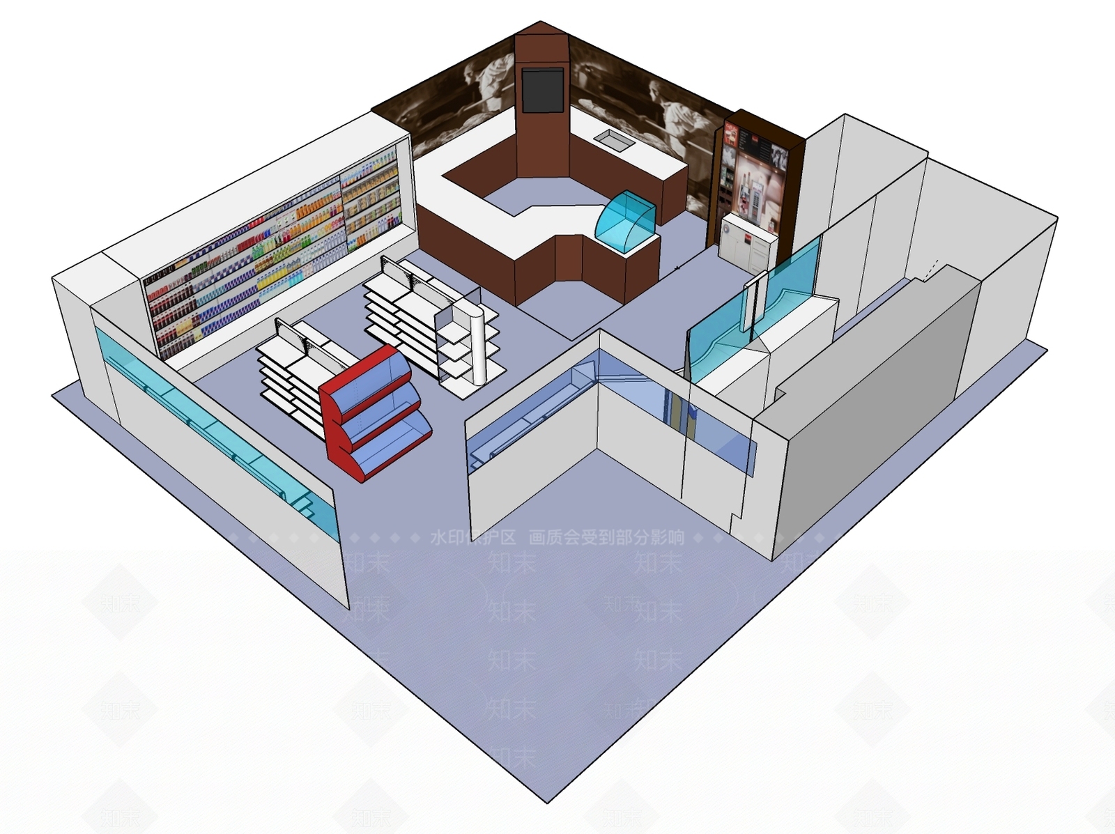 现代商场展区SU模型下载【ID:193862019】