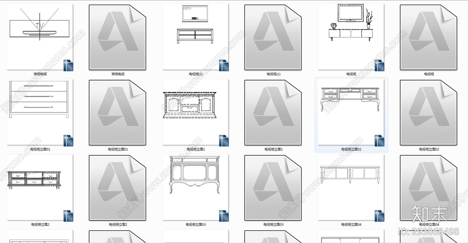 欧式电视柜施工图下载【ID:293868498】