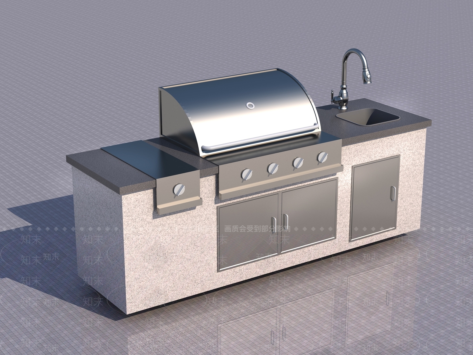 现代户外烧烤台3D模型下载【ID:993876549】