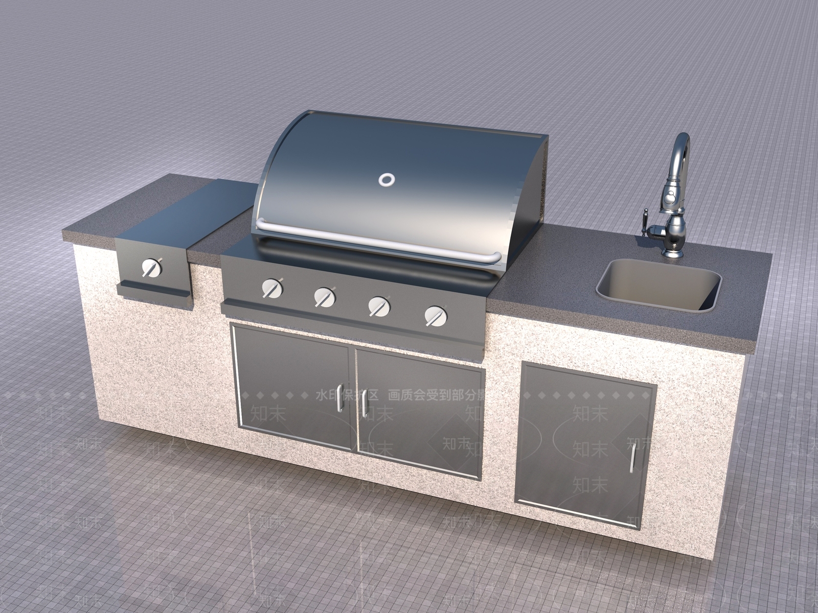 现代户外烧烤台3D模型下载【ID:993876549】