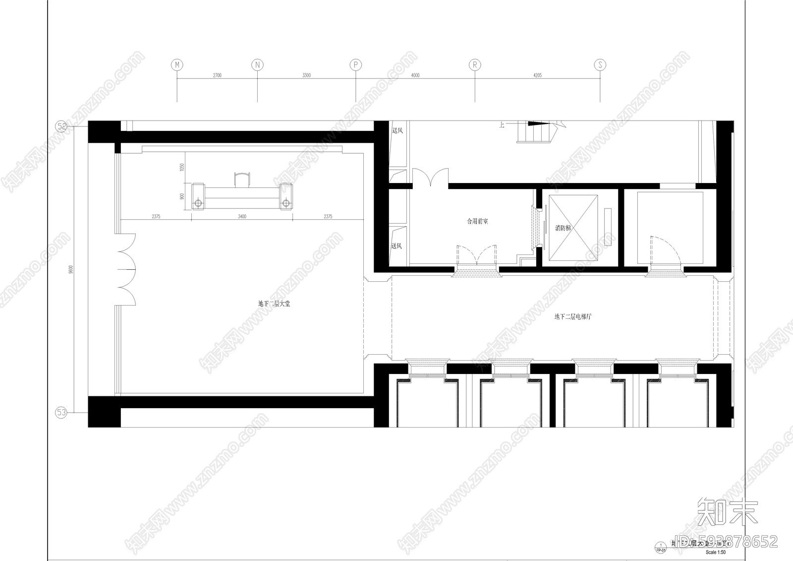 地下大堂cad施工图下载【ID:593878652】
