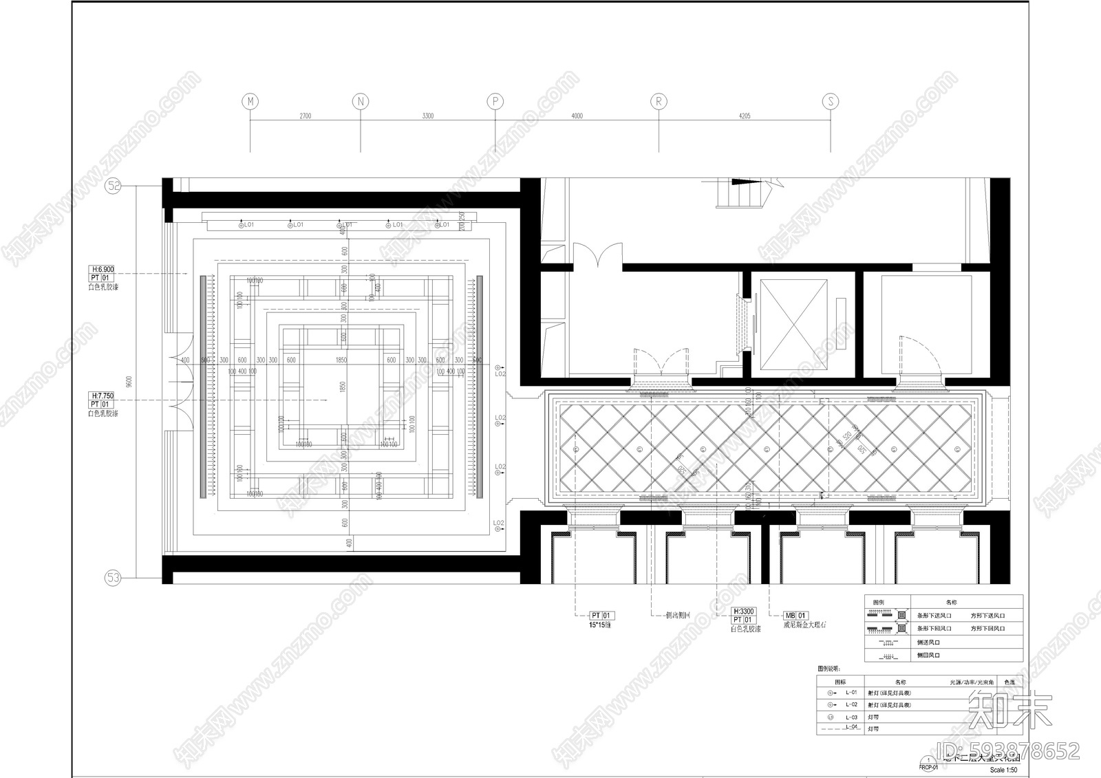 地下大堂cad施工图下载【ID:593878652】