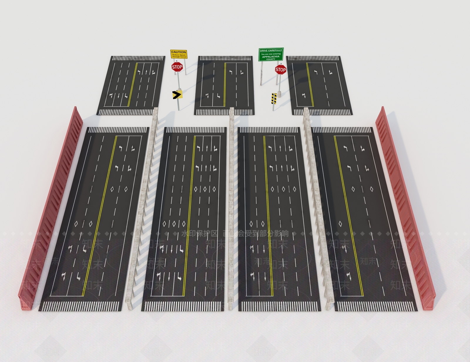 现代道路设施3D模型下载【ID:993880363】