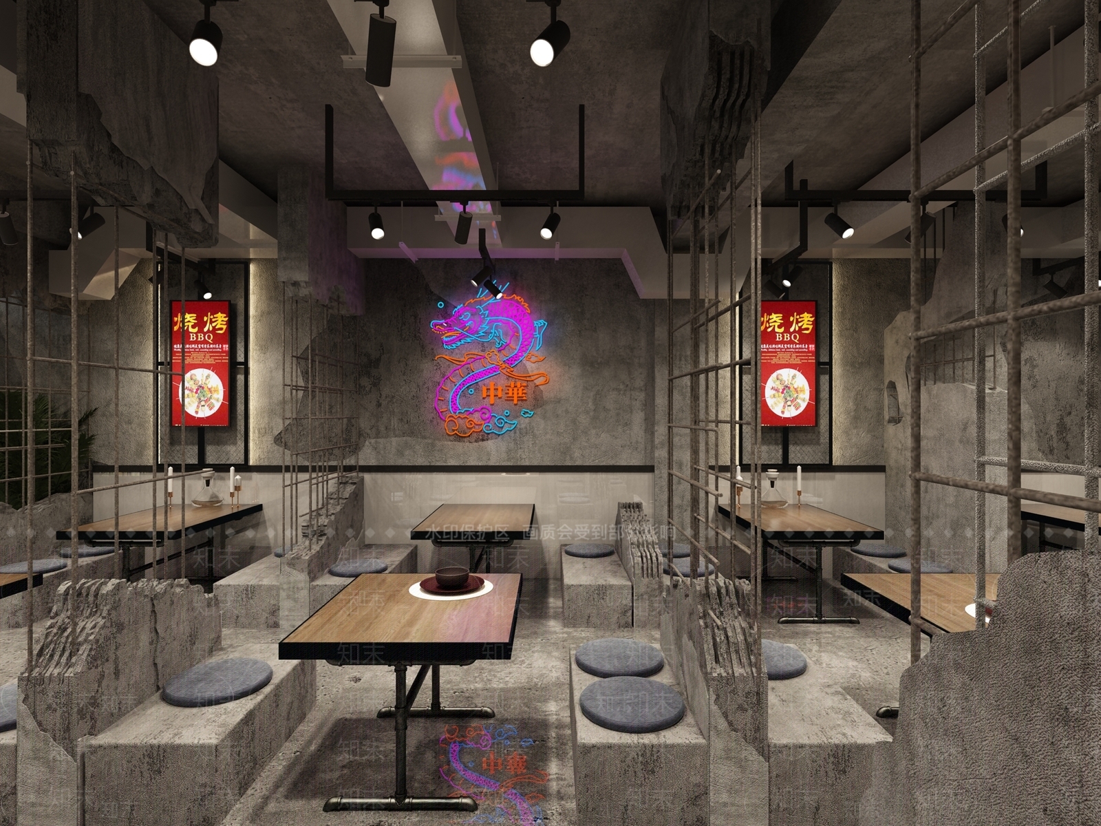 工业风叙利亚废墟风火锅店3D模型下载【ID:393883448】