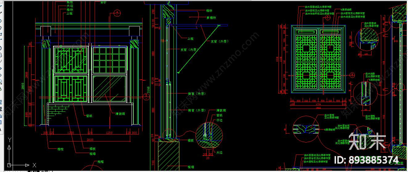 窗格cad施工图下载【ID:893885374】