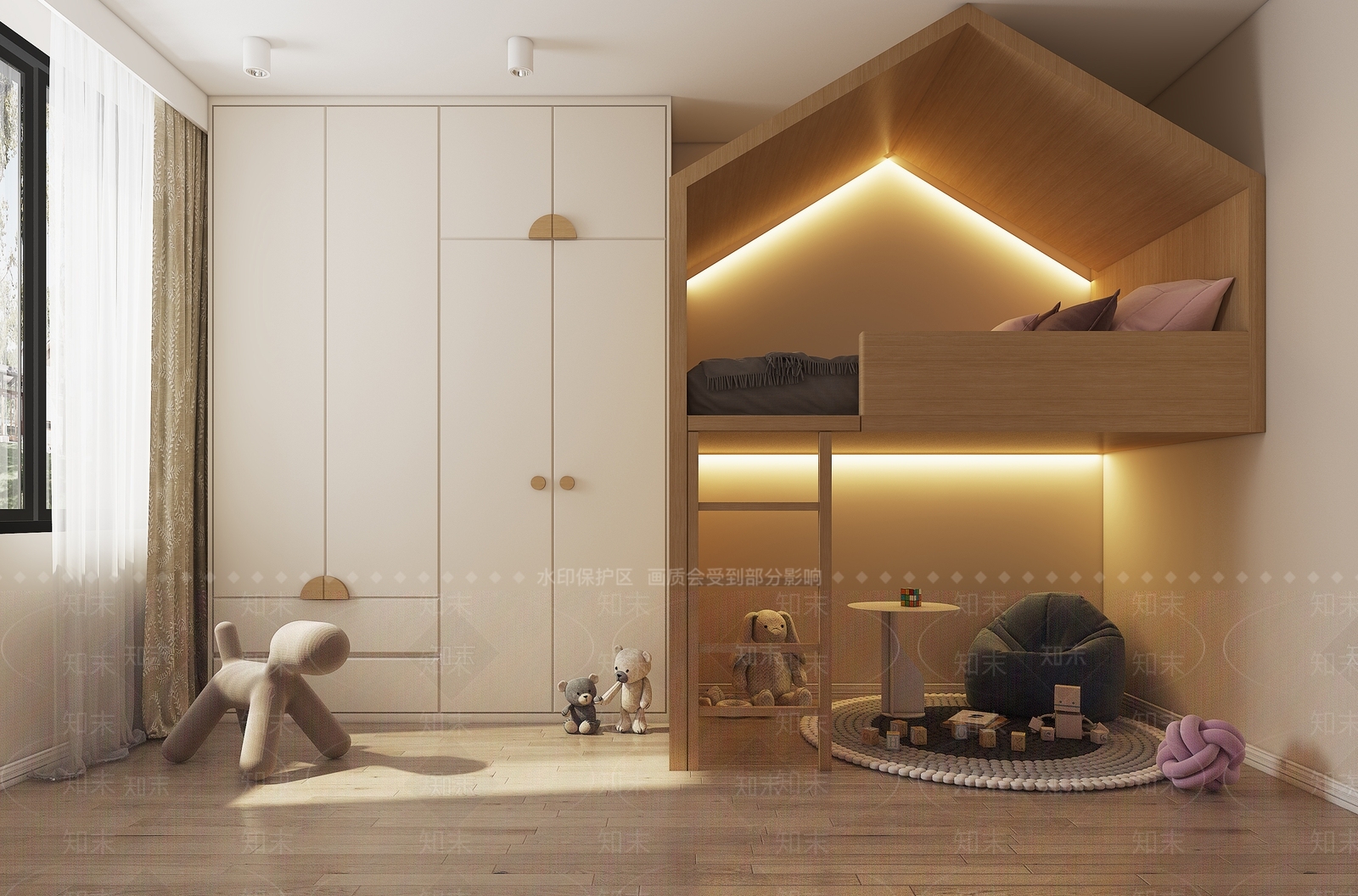 现代儿童床3D模型下载【ID:793888129】