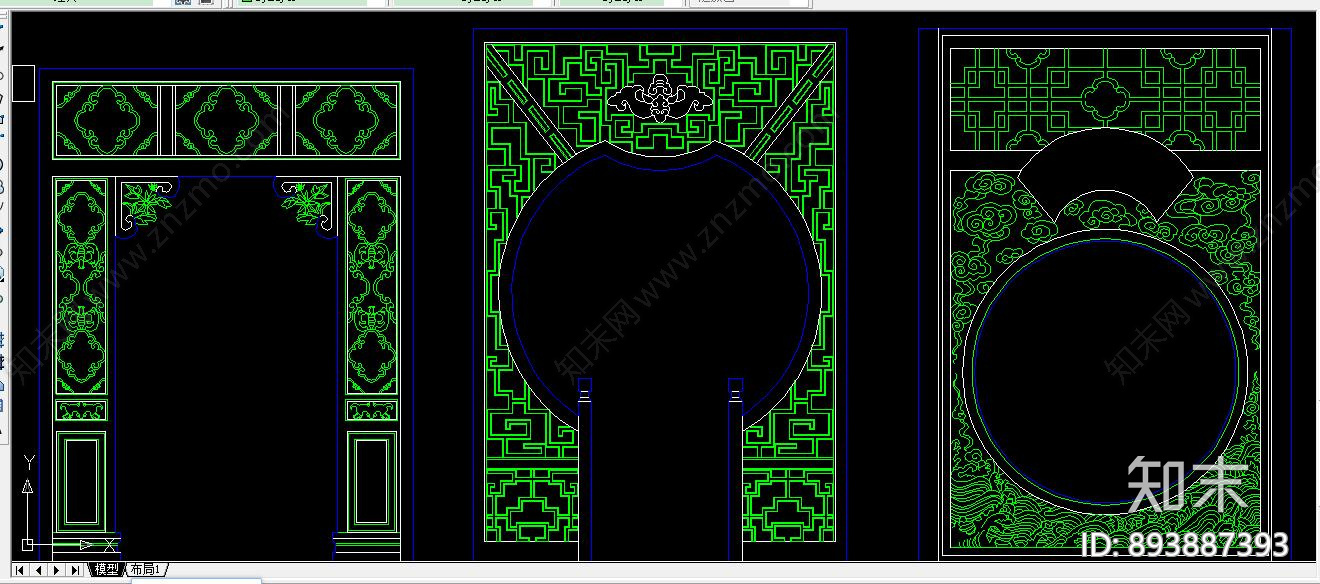 中式拱廊cad施工图下载【ID:893887393】