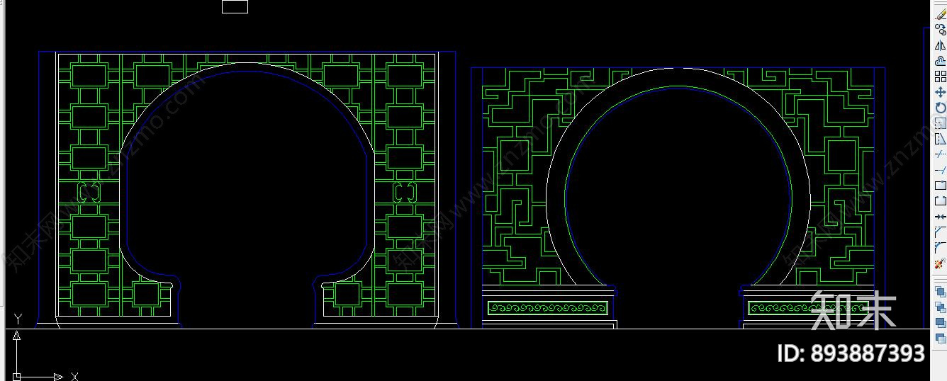 中式拱廊cad施工图下载【ID:893887393】