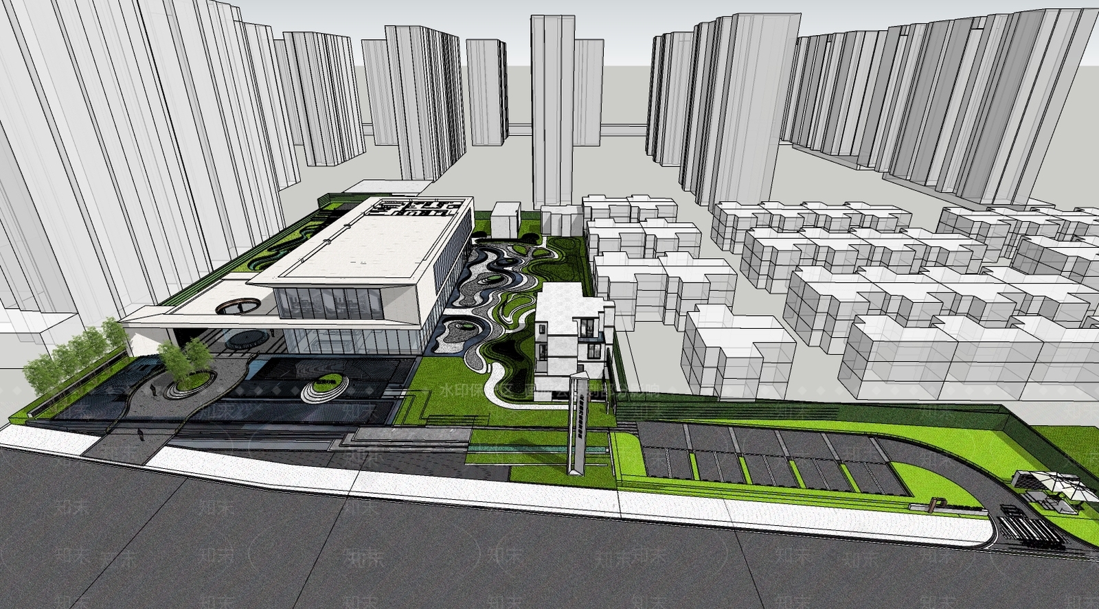 现代商业建筑SU模型精品下载_SketchUp模型_知末网