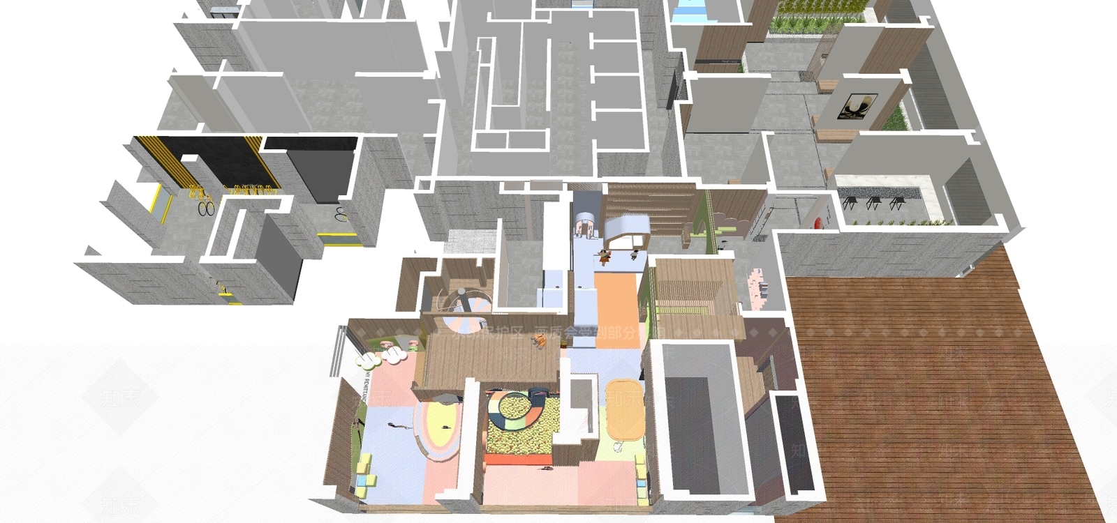 现代公共空间SU模型下载【ID:893912593】