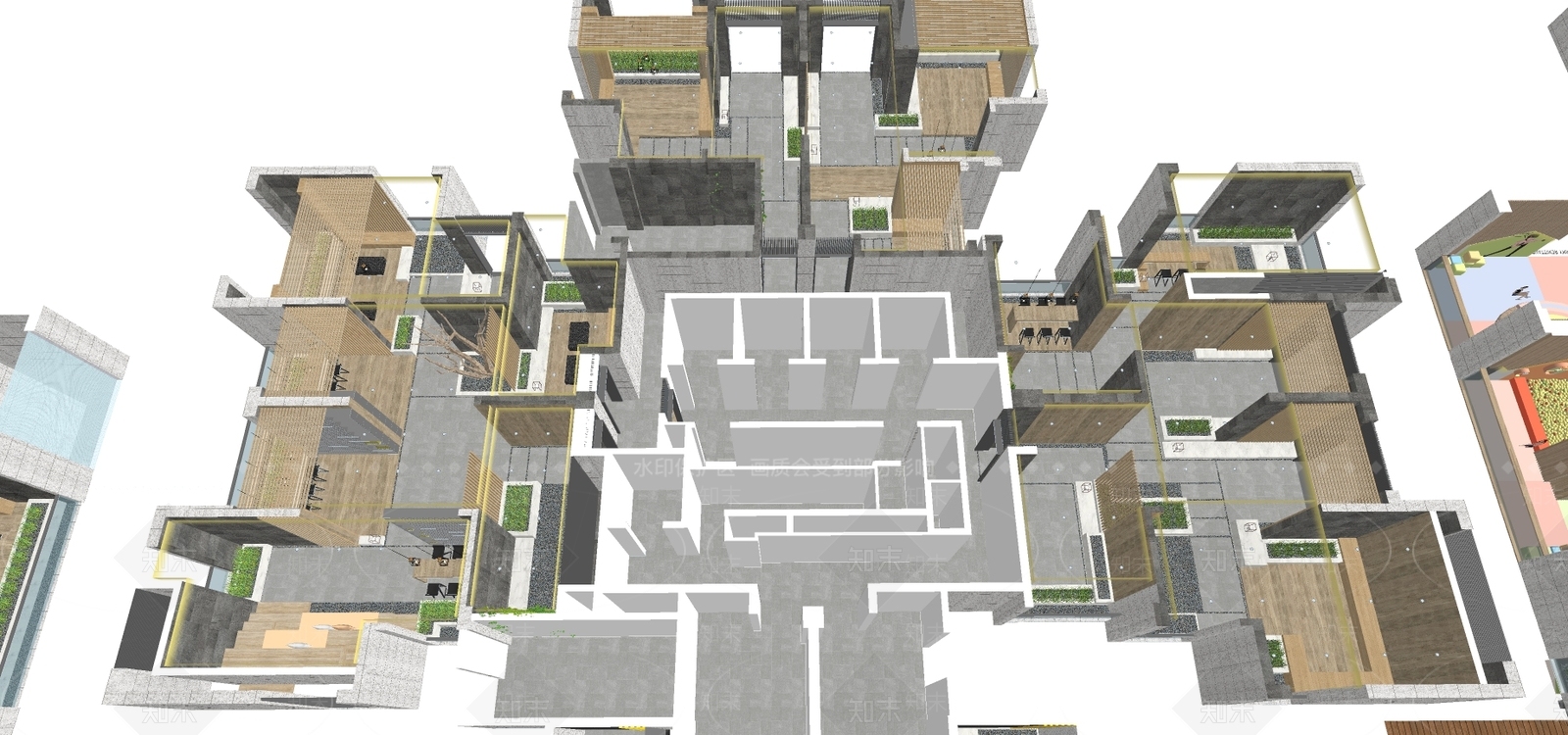 现代公共空间SU模型下载【ID:893912593】