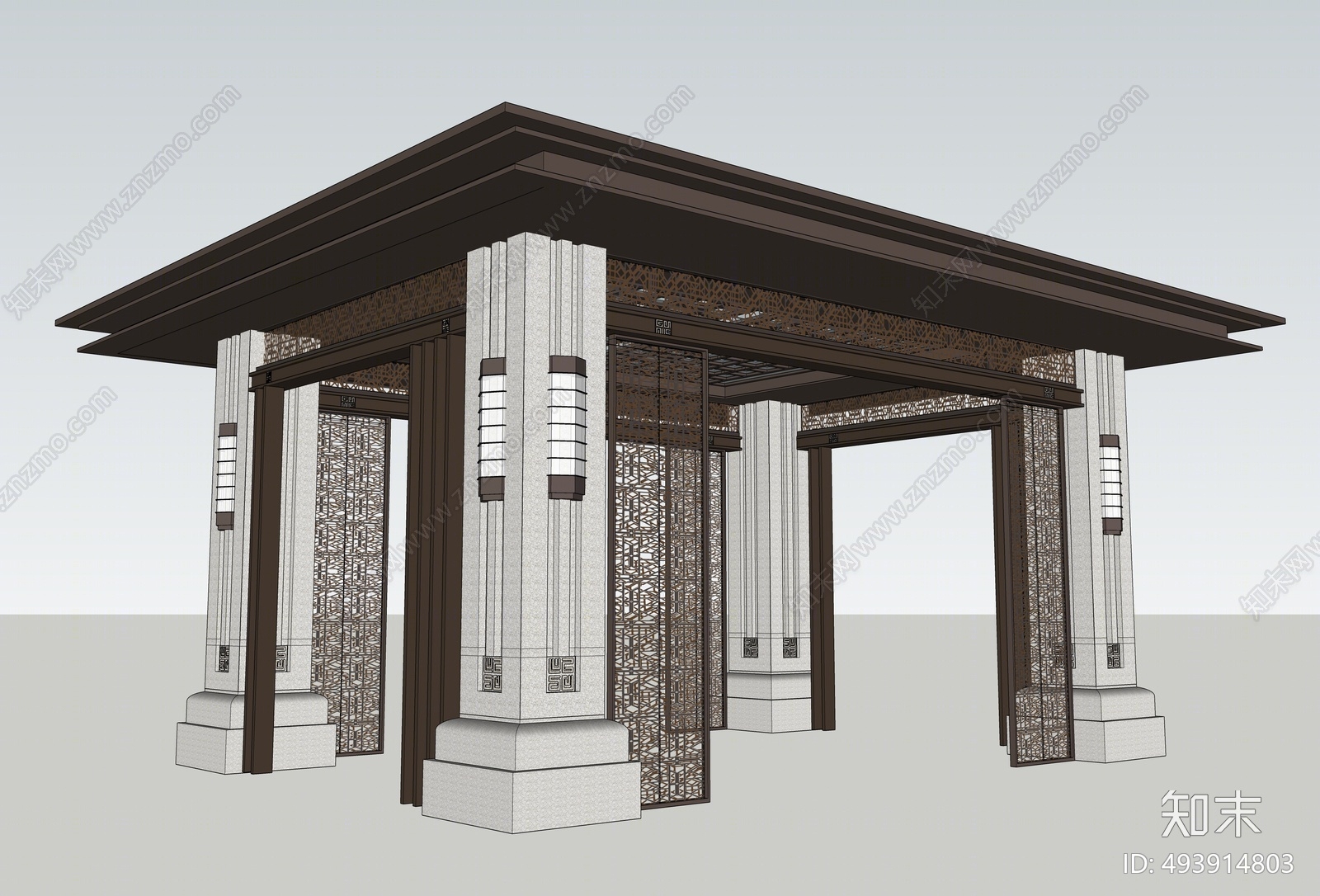 中式亭子SU模型下载【ID:493914803】