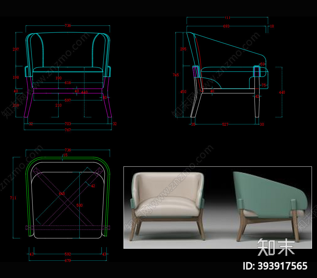 休闲椅施工图下载【ID:393917565】