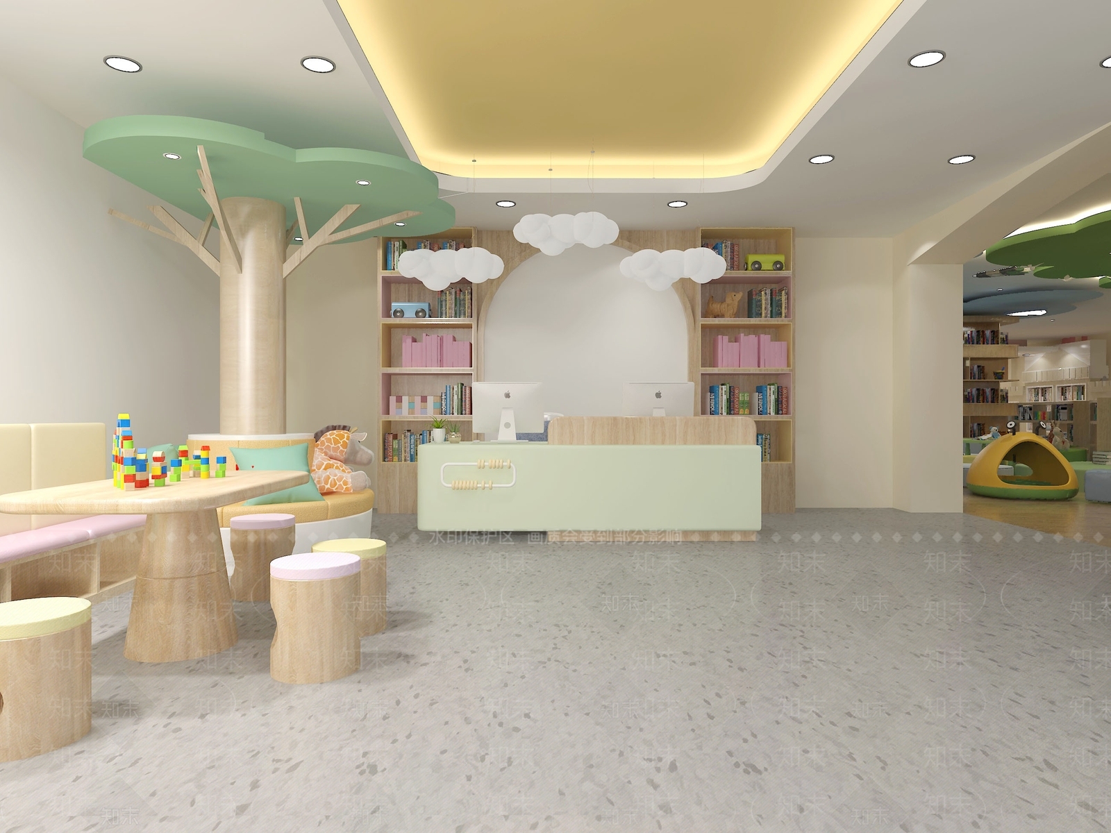 现代风格图书馆前台3D模型下载【ID:893919297】