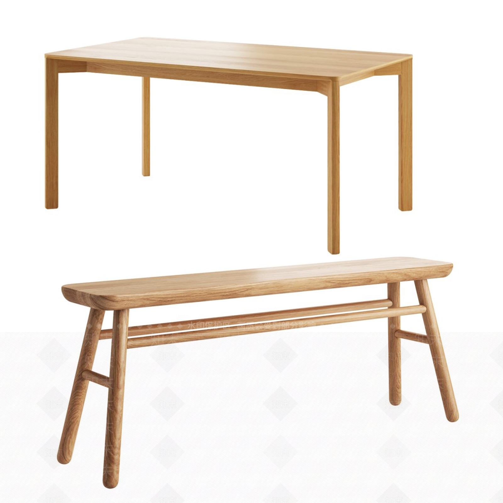 北欧椅子凳子组合3D模型下载【ID:393930560】